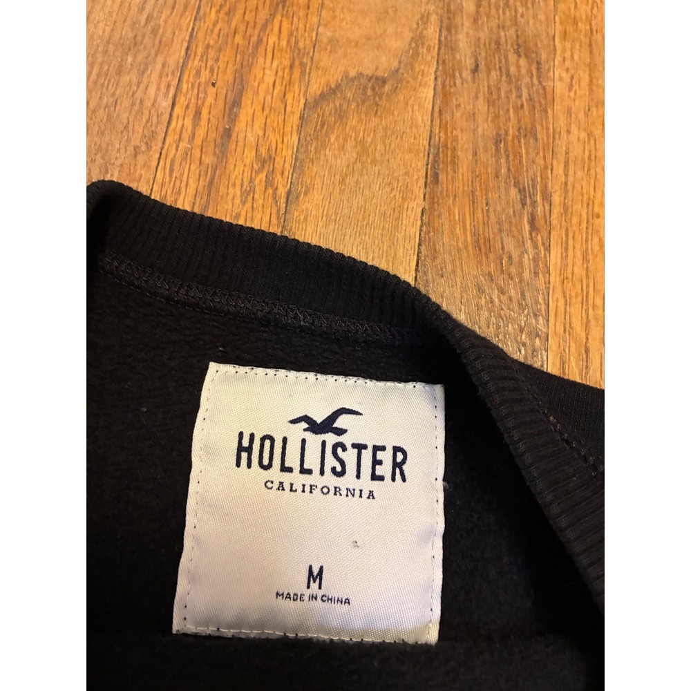 Hollister California Vintage Crewneck Sweatshirt Black White Logo Embroidered M - Picture 2 of 5